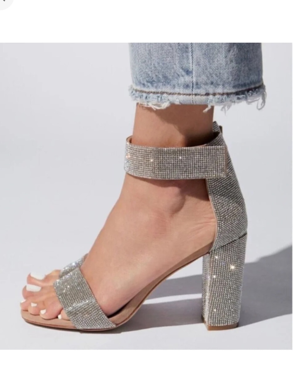 Jeffrey Campbell Lindsay Jeweled Sandal - Nude Suede Champagne /8. $160